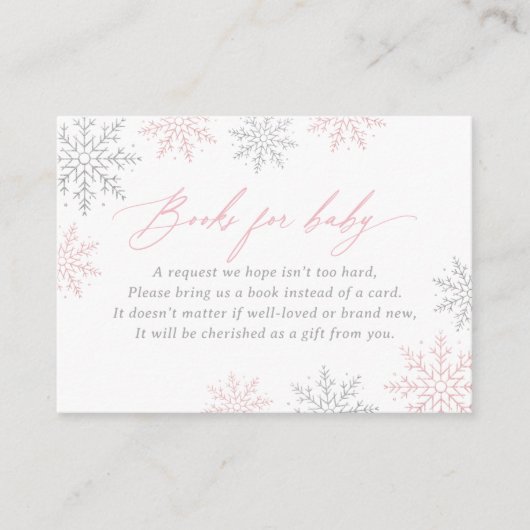 Winter Sneeuwvlokken Baby shower Boeken voor Baby Informatiekaartje (Voorkant)