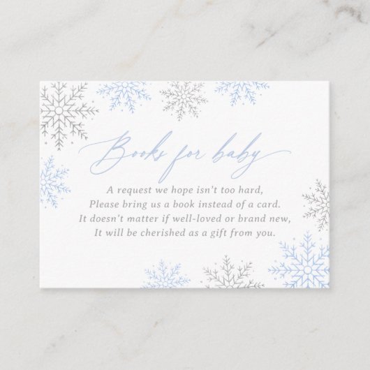 Winter Sneeuwvlokken Baby shower Boeken voor Baby Informatiekaartje (Voorkant)