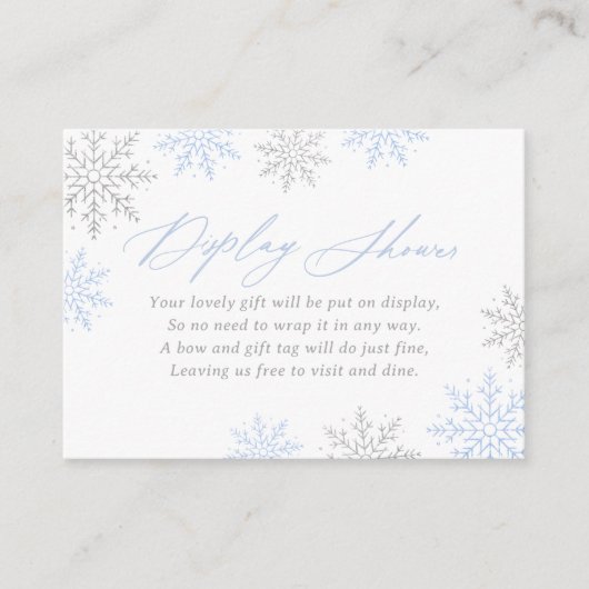 Winter Sneeuwvlokken Baby shower Display Douche Informatiekaartje (Voorkant)