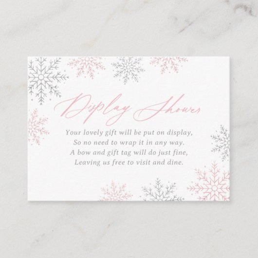 Winter Sneeuwvlokken Baby shower Display Douche Informatiekaartje (Voorkant)