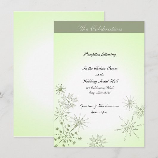 Winter Sneeuwvlokken Bayberry Green Kaart (Voorkant / Achterkant)