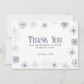 Winter Sneeuwvlokken, blauw en grijs Bedankkaart (Voorkant)