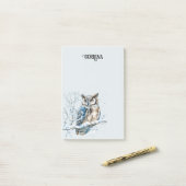 Winter Sneeuwvlokken Blauwe Uil Kerstsneeuw Post-it® Notes (Op bureau)