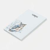 Winter Sneeuwvlokken Blauwe Uil Kerstsneeuw Post-it® Notes (Schuin)