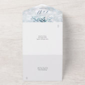 Winter Sneeuwvlokken Bloemen Details RSVP Huwelijk All In One Uitnodiging (Buitenkant)