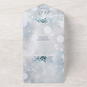 Winter Sneeuwvlokken Bloemen QR Code Trouwen All In One Uitnodiging (Buitenkant)