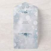 Winter Sneeuwvlokken Bloemen QR Code Trouwfoto All In One Uitnodiging (Buitenkant)