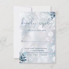Winter Sneeuwvlokken Bloemige Bruiloft RSVP Kaartje