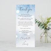 Winter sneeuwvlokken bruiloft dank u plaats kaart (Staand voorkant)