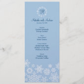 Winter Sneeuwvlokken Bruiloft Menu Kaart (Voorkant)