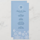 Winter Sneeuwvlokken Bruiloft Menu Kaart (Voorkant / Achterkant)