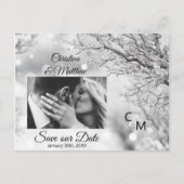 Winter Sneeuwvlokken Bruiloft SAVE OUR DATE | FOTO Aankondigingskaart (Voorkant)