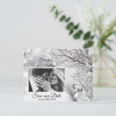 Winter Sneeuwvlokken Bruiloft SAVE OUR DATE | FOTO Aankondigingskaart (Staand voorkant)