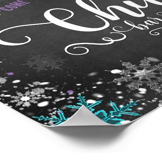 Winter Sneeuwvlokken Chili Bar Feest Tafelbord Poster (Hoek)
