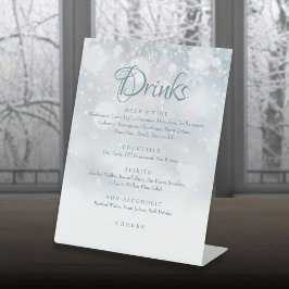 Winter Sneeuwvlokken Drankenmenu Reclamebord Met Voetstuk