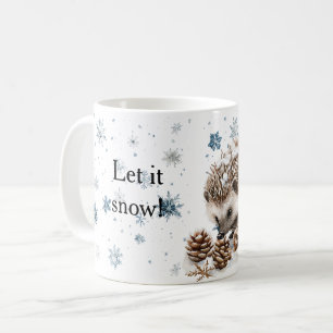Winter Sneeuwvlokken Egel Laat het sneeuwen Kerstm Koffiemok