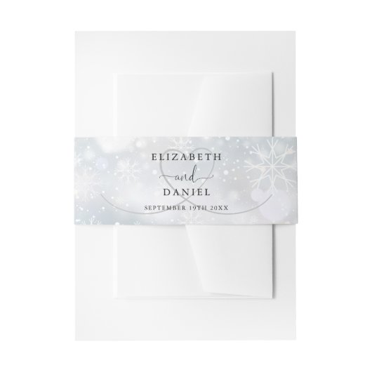 Winter Sneeuwvlokken Elegant Hart Bruiloft Uitnodigingen Wikkel (Voorkant Voorbeeld)