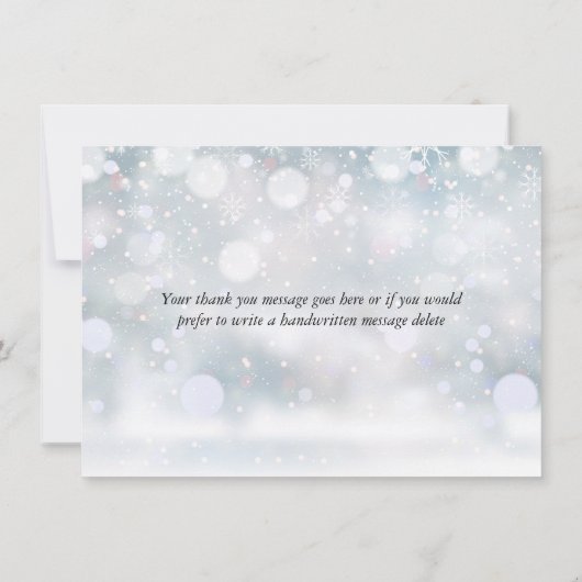 Winter Sneeuwvlokken Elegant Hart Script Bedankkaart (Achterkant)