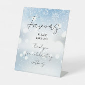 Winter Sneeuwvlokken Elegant Script Favorieten Reclamebord Met Voetstuk (Voorkant)