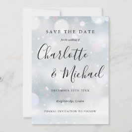 Winter Sneeuwvlokken Elegante Script Bewaar de Dat Save The Date