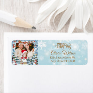 Winter Sneeuwvlokken Familie Foto Kerst Retour Etiket