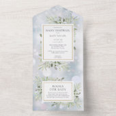 Winter Sneeuwvlokken Groen Lover Baby Feest All In One Uitnodiging (Binnen)