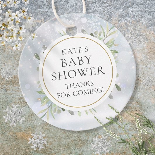 Winter Sneeuwvlokken Groene Baby Shower Bedankjes Labels