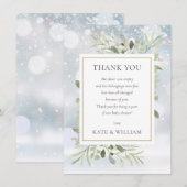 Winter Sneeuwvlokken Groene Baby Shower Gedicht Bedankkaart (Voorkant / Achterkant)