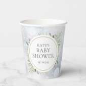 Winter Sneeuwvlokken Groene Baby Shower Papieren Bekers (Achterkant)