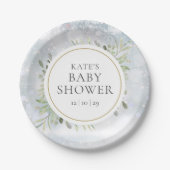 Winter Sneeuwvlokken Groene Baby Shower Papieren Bordje (Voorkant)