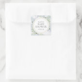 Winter Sneeuwvlokken Groene Baby Shower Vierkante Sticker (Tas)