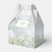 Winter Sneeuwvlokken Groene Bruiloft Feest Bedankdoosjes (Achterkant)