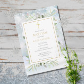 Winter Sneeuwvlokken Groene Doop Christening Kaart