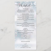 Winter Sneeuwvlokken Hart Script Bruiloft Diner Menu (Voorkant)