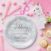 Winter Sneeuwvlokken Hart Script Bruiloft Papieren Bordje (Feest)