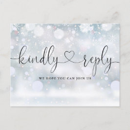 Winter Sneeuwvlokken Hart Script Liedverzoek RSVP Uitnodiging Briefkaart