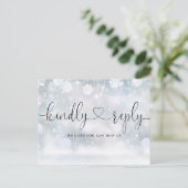 Winter Sneeuwvlokken Hart Script Song Aanvraag RSV Uitnodiging Briefkaart (Staand voorkant)