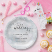 Winter Sneeuwvlokken Hart Script Trouwdag Papieren Bordje (Feest)