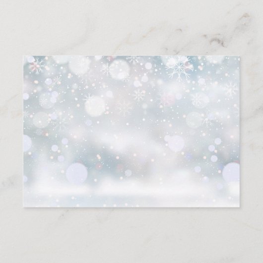 Winter Sneeuwvlokken Hart Script Trouwreceptie Informatiekaartje (Achterkant)