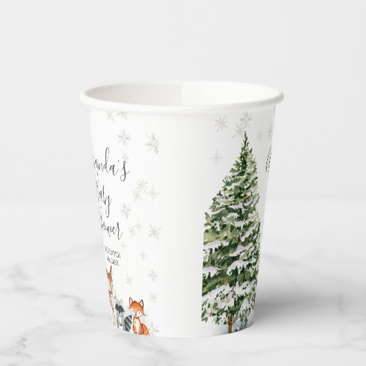 Winter Sneeuwvlokken Herten dier Bergbos Papieren Bekers (Links)