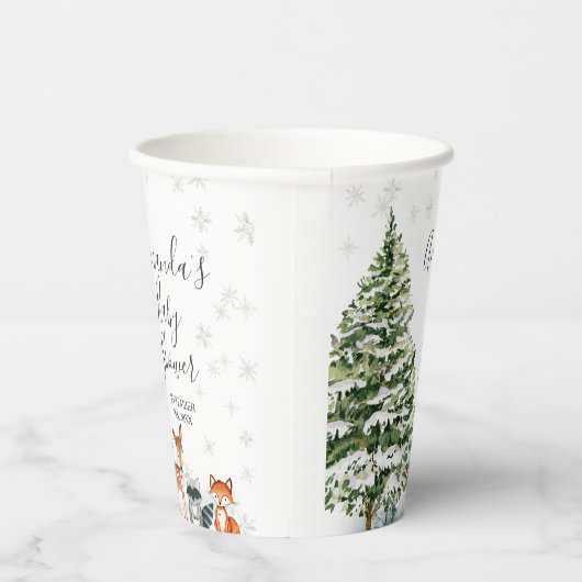 Winter Sneeuwvlokken Herten dier Bergbos Papieren Bekers (Rechts)