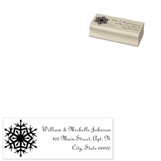 Winter Sneeuwvlokken Houten Adres Stempel (Gestempeld)