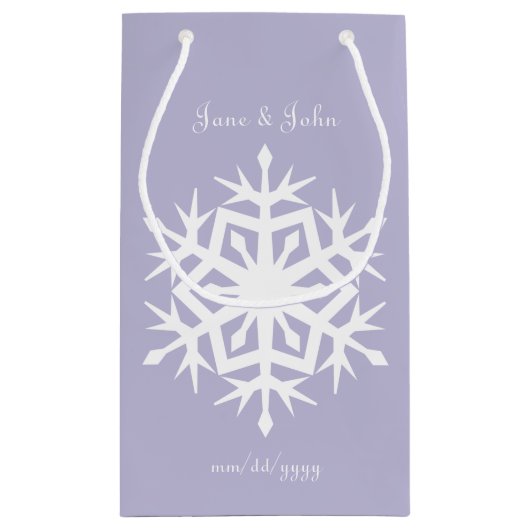 Winter Sneeuwvlokken in Lavendel Gift Bag Klein Cadeauzakje (Achterkant)