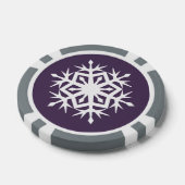 Winter Sneeuwvlokken in Paars Poker Chips (Enkel)