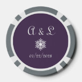 Winter Sneeuwvlokken in Paars Poker Chips (Achterkant)