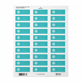 Winter Sneeuwvlokken in Turquoise adreslabel Etiket (Full Sheet)