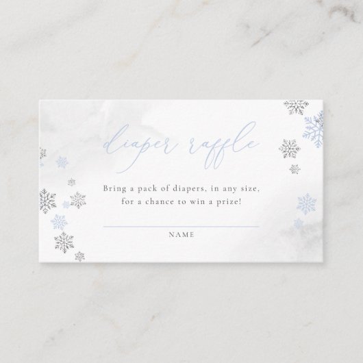 Winter Sneeuwvlokken Jongen Baby shower Luier Raff Informatiekaartje (Voorkant)