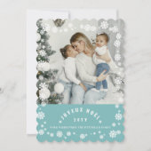 Winter Sneeuwvlokken Joyeux Noel Kerstmis Chique F Feestdagenkaart (Voorkant)