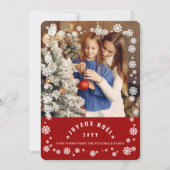 Winter Sneeuwvlokken Joyeux Noel Kerstmis Chique F Feestdagenkaart (Voorkant)