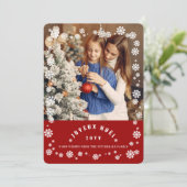 Winter Sneeuwvlokken Joyeux Noel Kerstmis Chique F Feestdagenkaart (Staand voorkant)